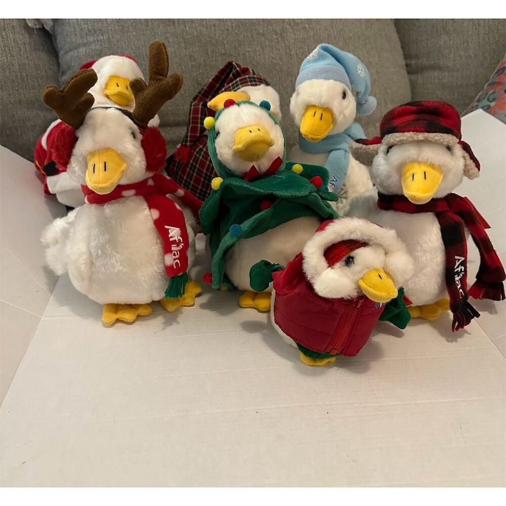 Aflac Duck Christmas Plush Lot of 7 Various Years 2006-2012